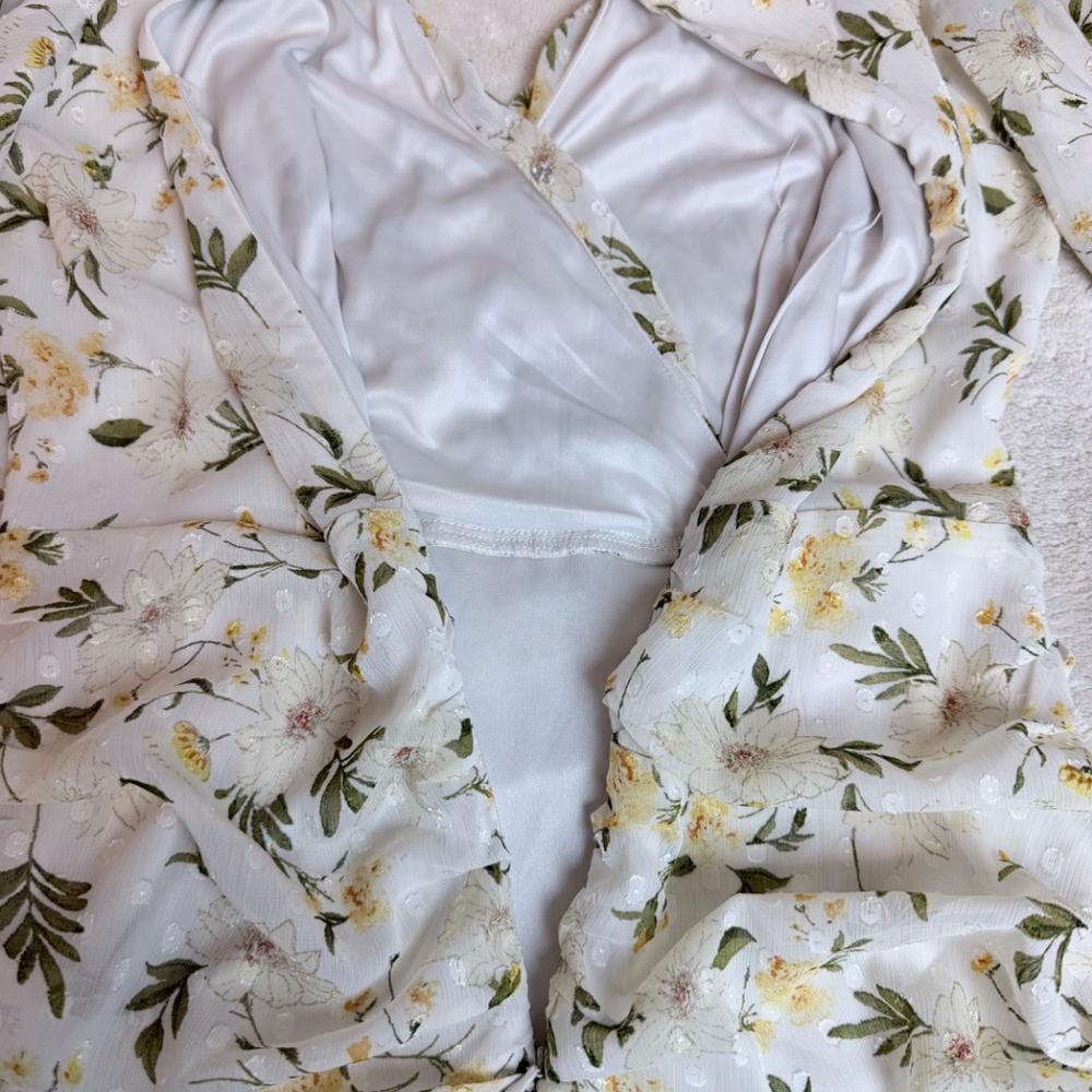 Lush Floral Ruched Ruffle Mini Dress - Picture 5 of 8